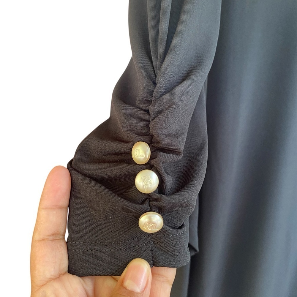 Karl Lagerfeld Black Top with Gold Trim - Picture 2 of 6